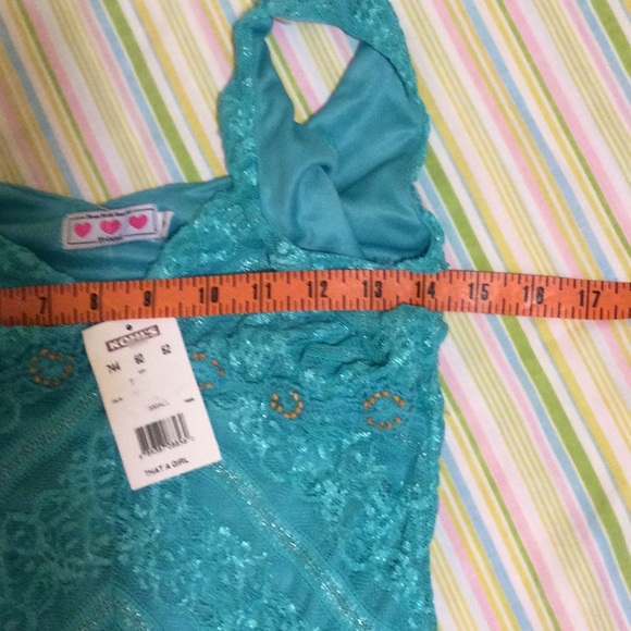 Vintage Light Turquoise Lace Sheer Sleeves Top by Tres Pink Hearts - Picture 4 of 14